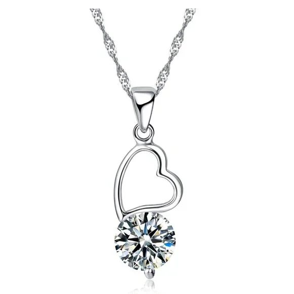 NEW ❤️ Cute Drop Heart 925 Sterling Silver Bundle Necklace Earrings - Picture 4 of 4